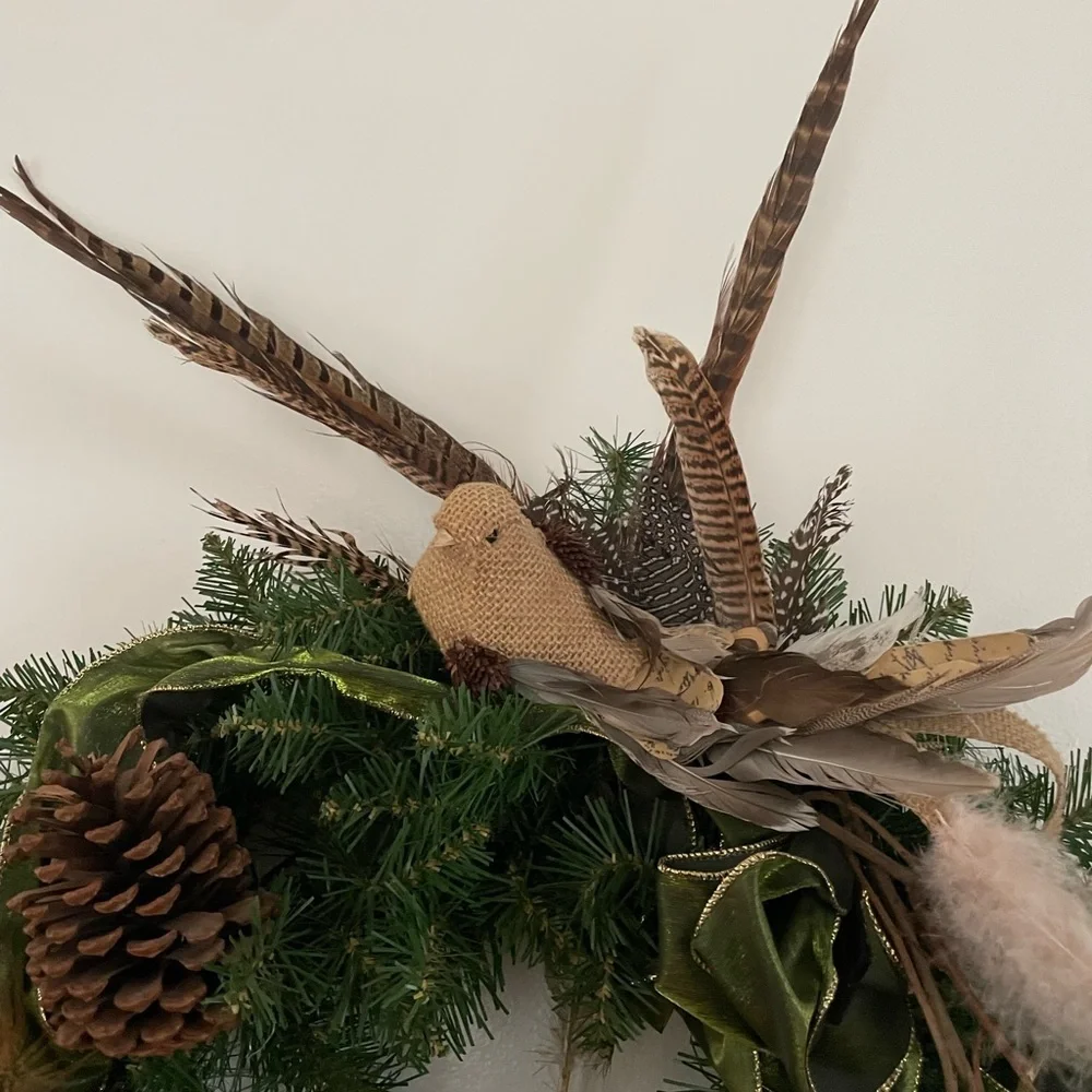 Rustic Wildlife Winter Wreath 17” by 19” Holiday Christmas